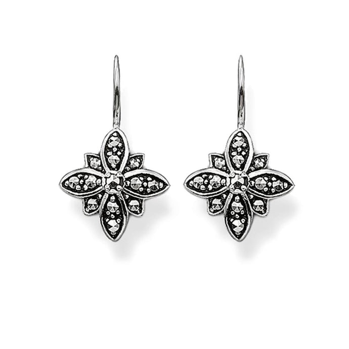 Drop Earrings Marcasite Star Flower Trendy Gift For Women